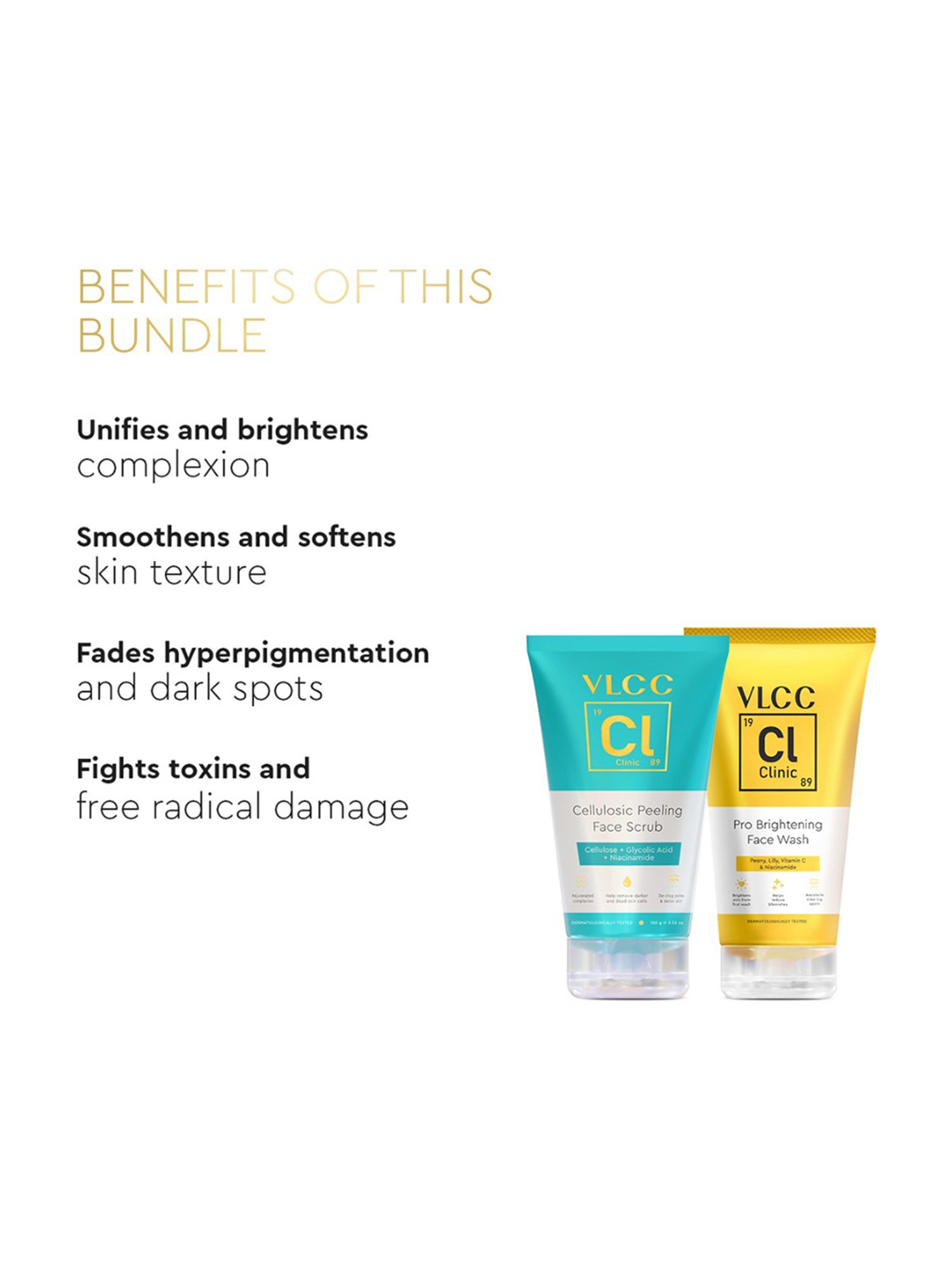 VLCC Clinic Pro Brightening Face Wash & Cellulosic Peeling Face Scrub Combo