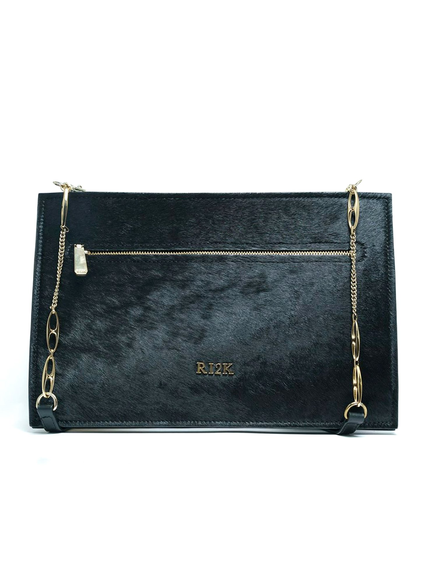 RI2K London Black Leather Medium Animal Effect Cross Body Bag