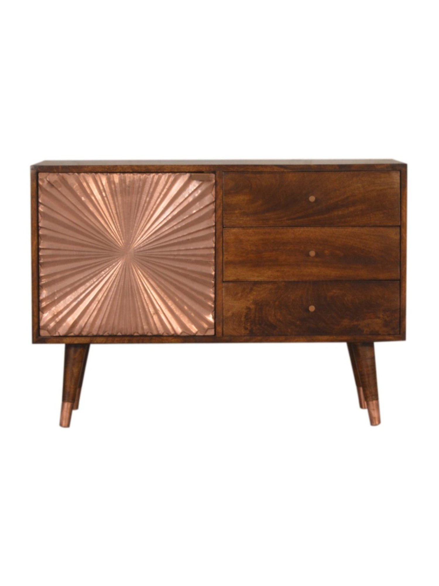 Fabindia Brown Sheesham Wood Textured Cabinet