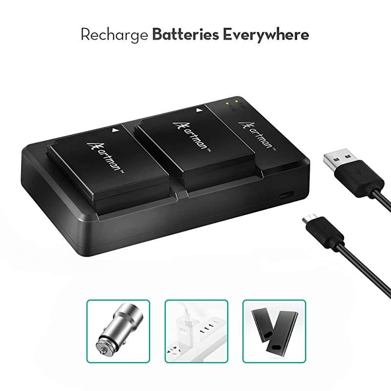 2Pack NPW126 NPW126S Batteries and Dual USB Charger for Fuji XT3 XT2 XT1XA5 XE3 XE2 XE1 X100F XH1 XM1 XPro2 XPro1 XT20 XT10MicroUSB Port1400mAh