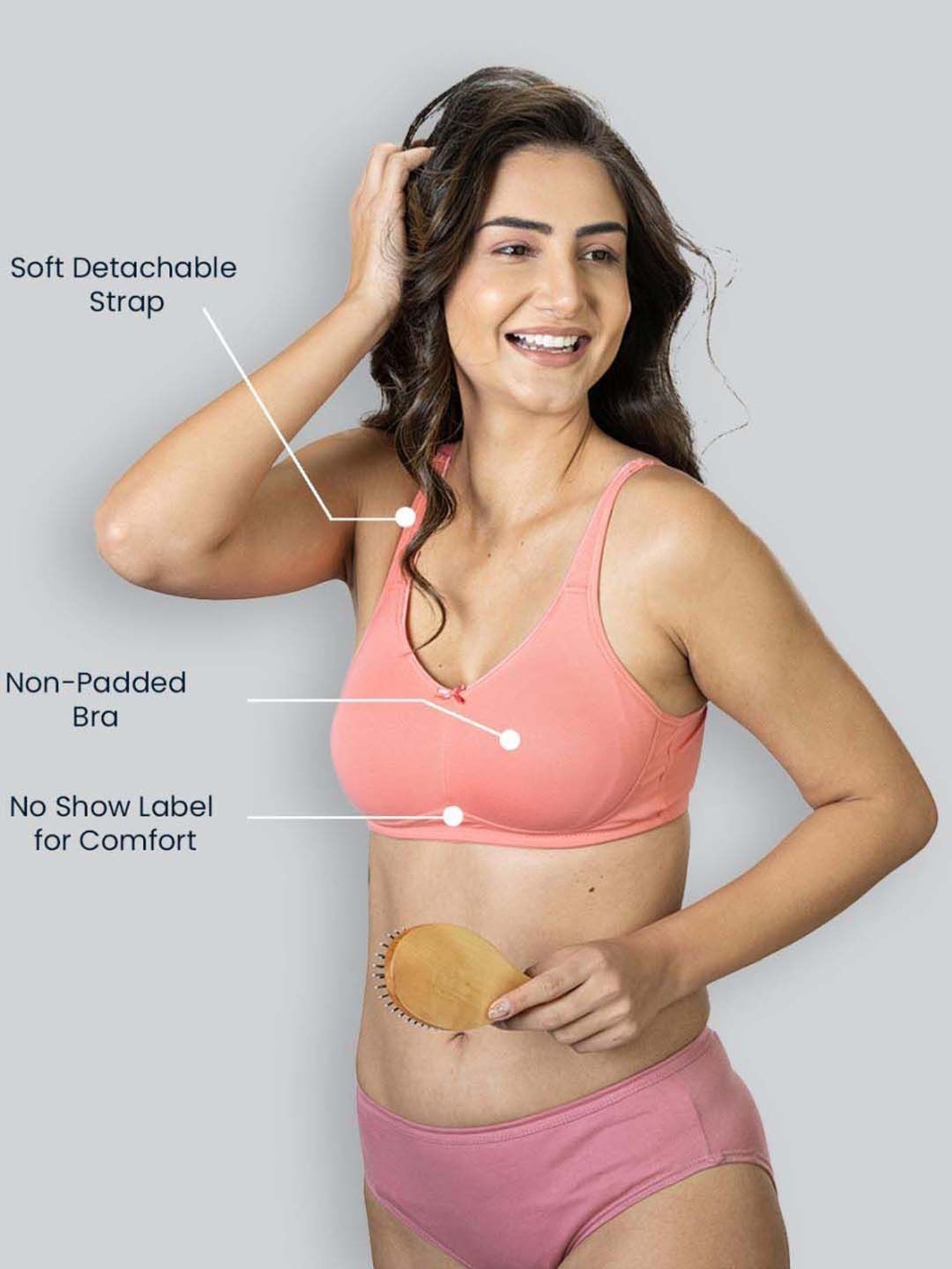 Lyra Peach Cotton T-Shirt Bra