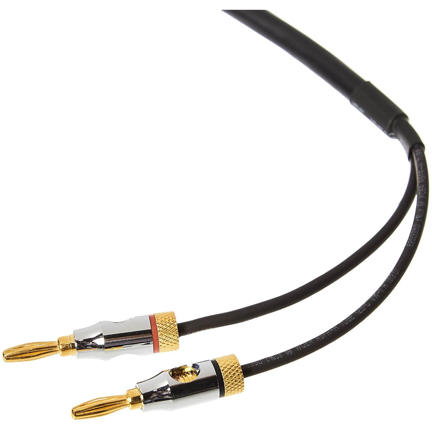 AmazonBasics Speaker Cable Wire with Gold-Plated Banana Tip Plugs - CL2 - 99.9% Oxygen Free - 3-Foot
