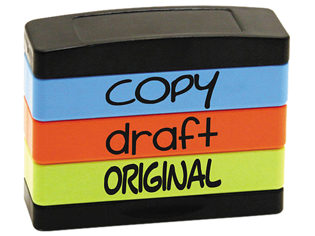 U.S. Stamp & Sign 8801 Stack Stamp, COPY, DRAFT, ORIGINAL, 1.81" x 0.63", Assorted Fluorescent Ink