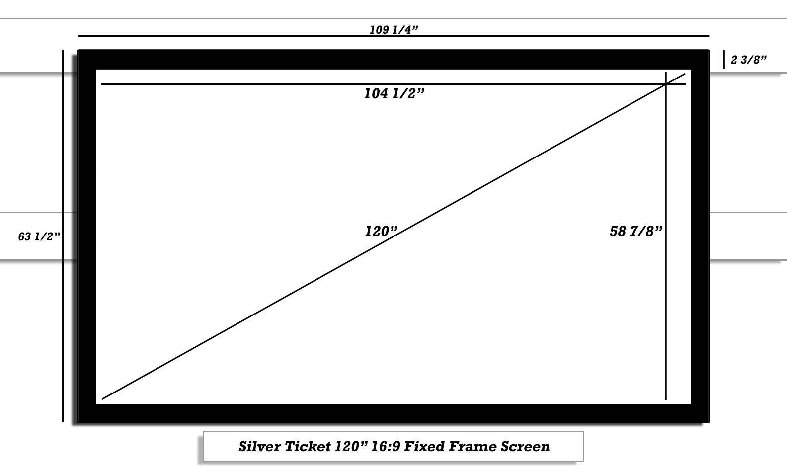 STR-169120 Silver Ticket 120" Diagonal 16:9 HDTV (6 Piece Fixed Frame) Projector Screen White Material