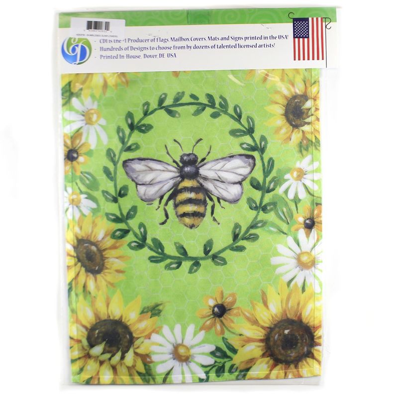 Home & Garden 17.75" Bumblebee Sunflower Garden Flag Printed In The Usa Custom Decor  -  Flags