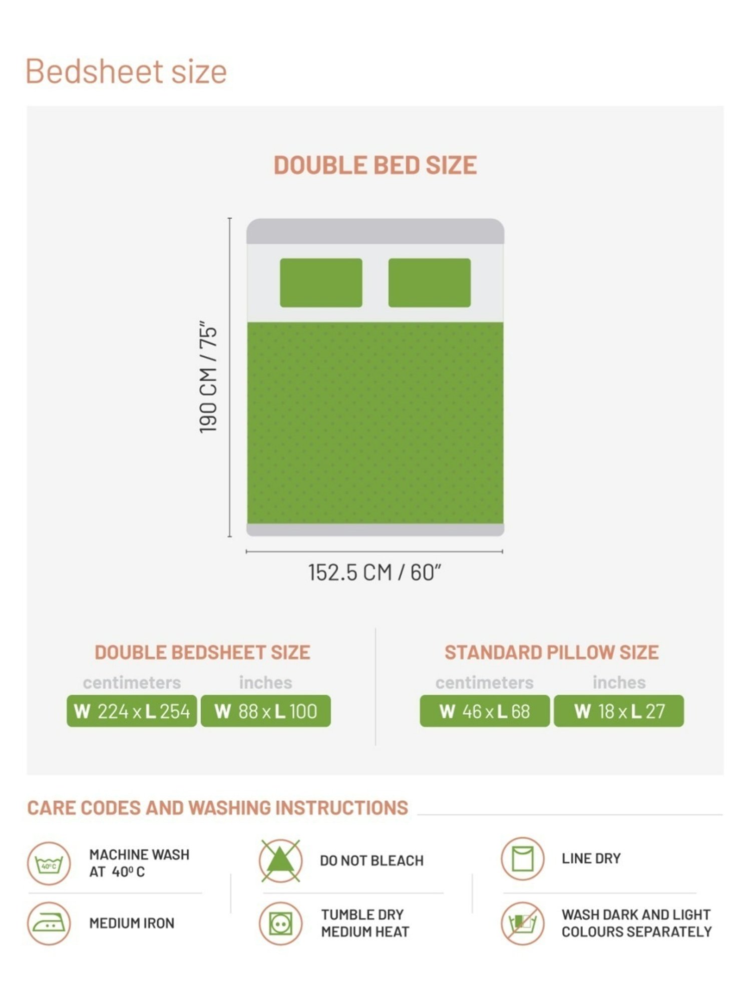 DDecor Geometric Green 144 TC Cotton Queen Bedsheet with 2 Pillow covers