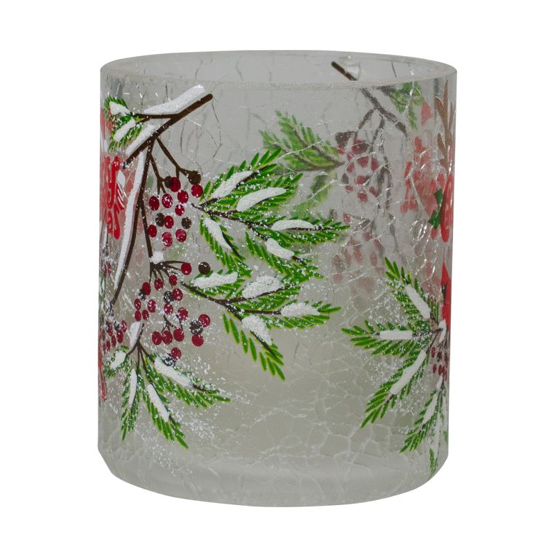 Northlight 2.75-Inch Cardinal and Pine Hand Painted Flameless Christmas Candle Holder