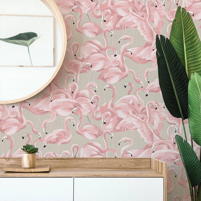 Tempaper Flamingo Peel and Stick Wallpaper Ballerina Pink