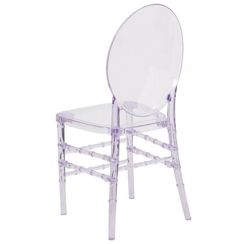 Flash Elegance Stacking Florence Chair with Elongated Oval Back Clear - Riverstone Furniture Collection
