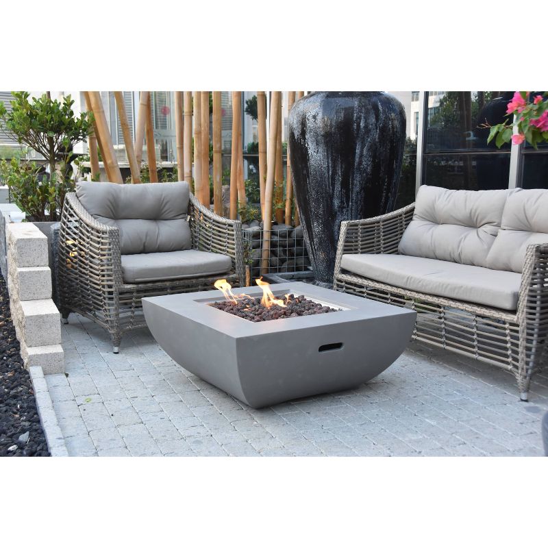 Westport Square Glass Concrete Natural Gas Fire Table - Matte Gray - Modeno