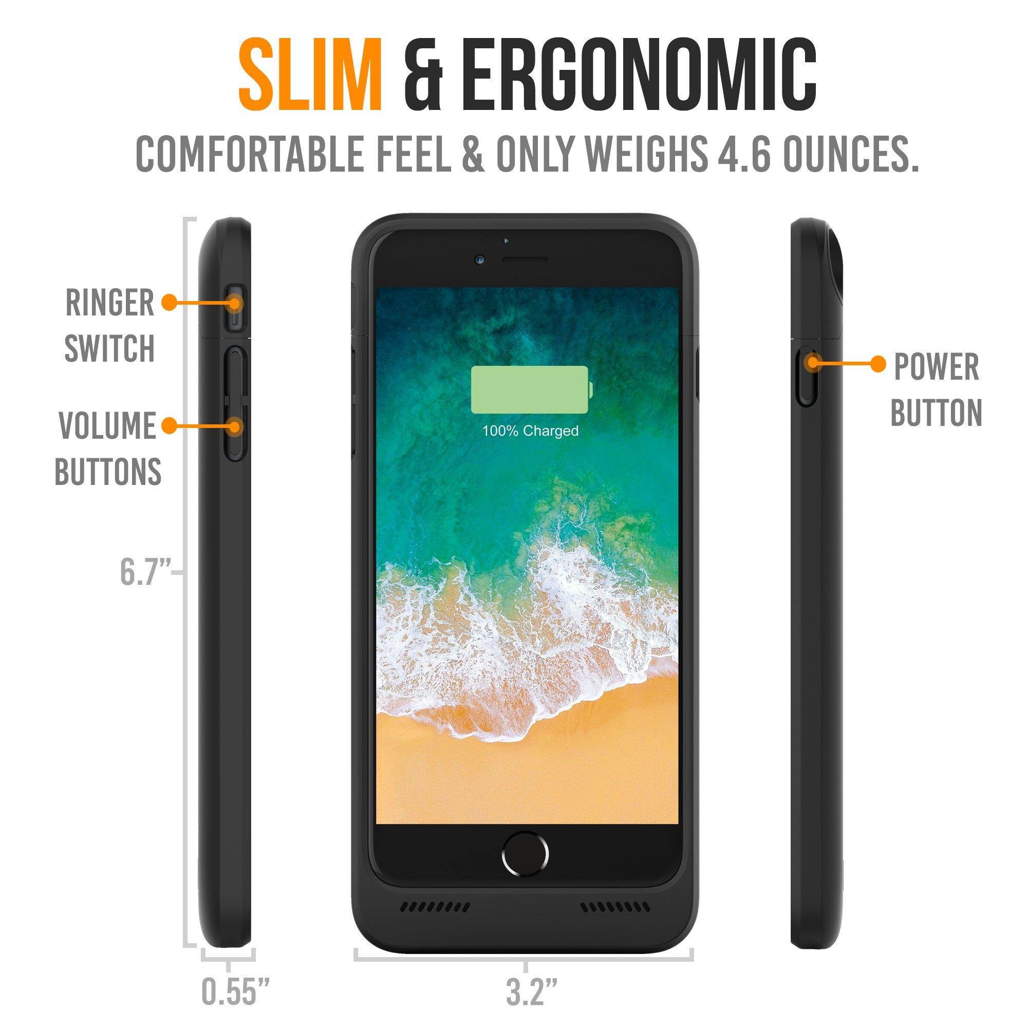 Alpatronix iPhone 7 Plus Battery Case, 5000mAh Slim Portable Protective Extended Charger Cover Compatible with iPhone 7 Plus (5.5 inch) BX180plus - (Black)