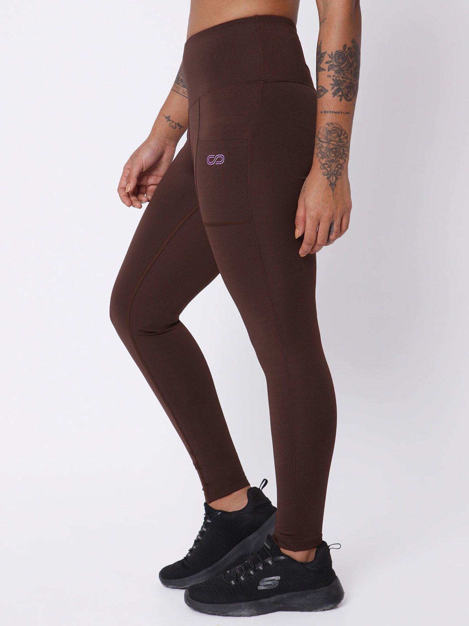 SILVERTRAQ Brown Logo Print Leggings