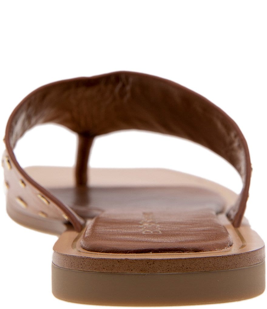 BCBGeneration Ixina Leather Studded Square Toe Thong Sandals