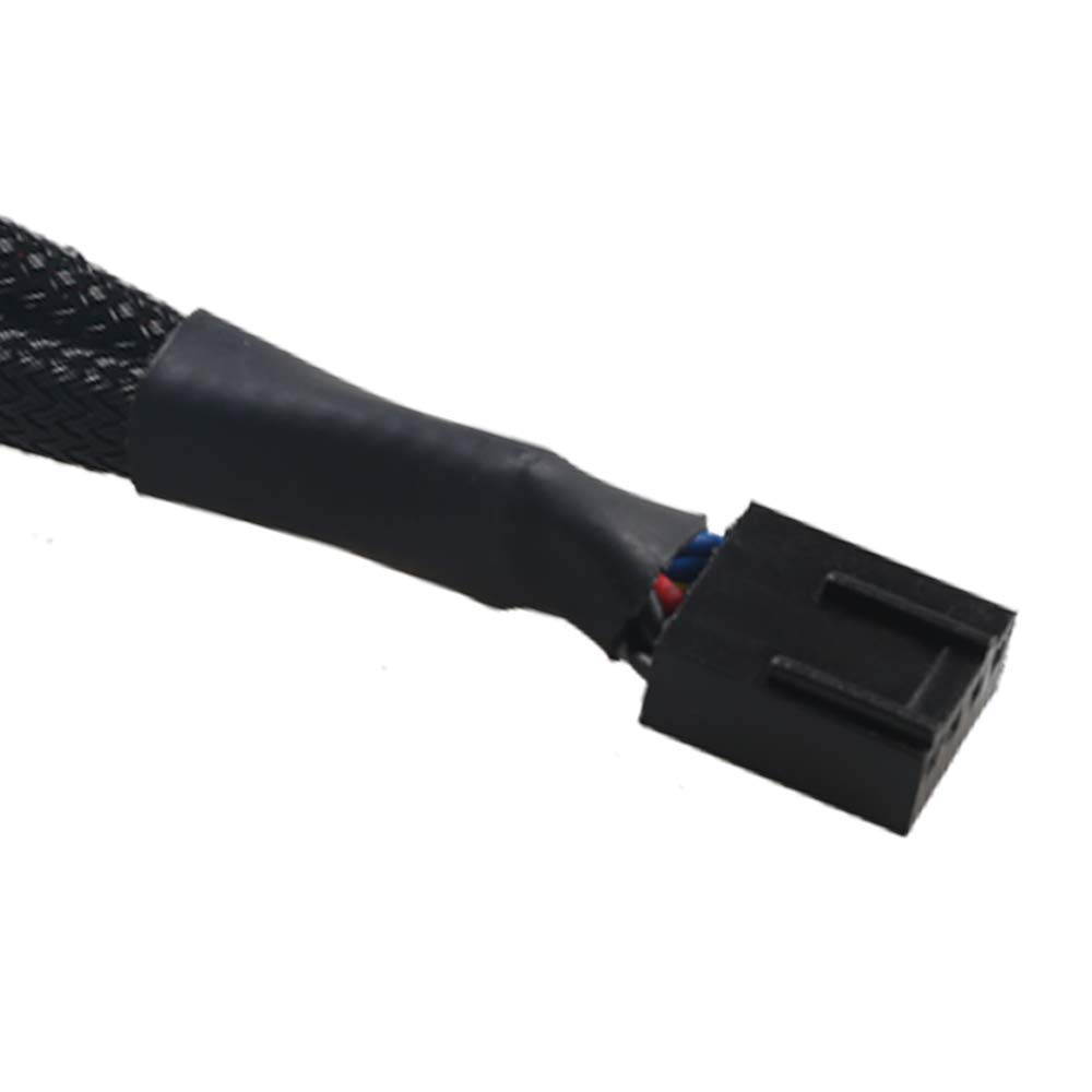 PWM Fan Splitter Cable 1 to 2 Converter, All Black Sleeved Case Fan Splitter Cable, Case Fan Power Duplicator Converter, Dual Case Fan Power Adapter, Case Fan Y Cable, 10.6 inch