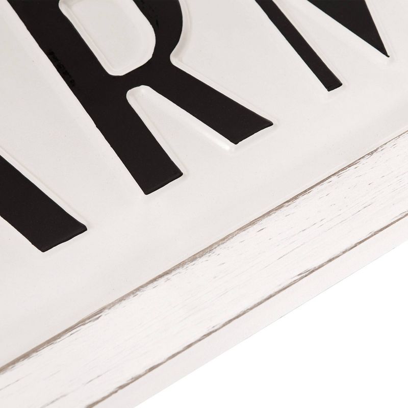 11" x 38" Rustic Farmhouse Tin Enamel Wall Sign Off White/Black - Patton Wall Decor