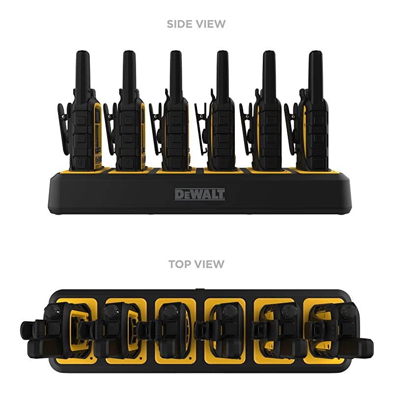 DXFRS800 2 Watt Heavy Duty Walkie Talkies - Waterproof, Shock Resistant, Long Range & Rechargeable Two-Way Radio with VOX (6 Pack w/ Gang Charger) (DXFRS800-BCH6)