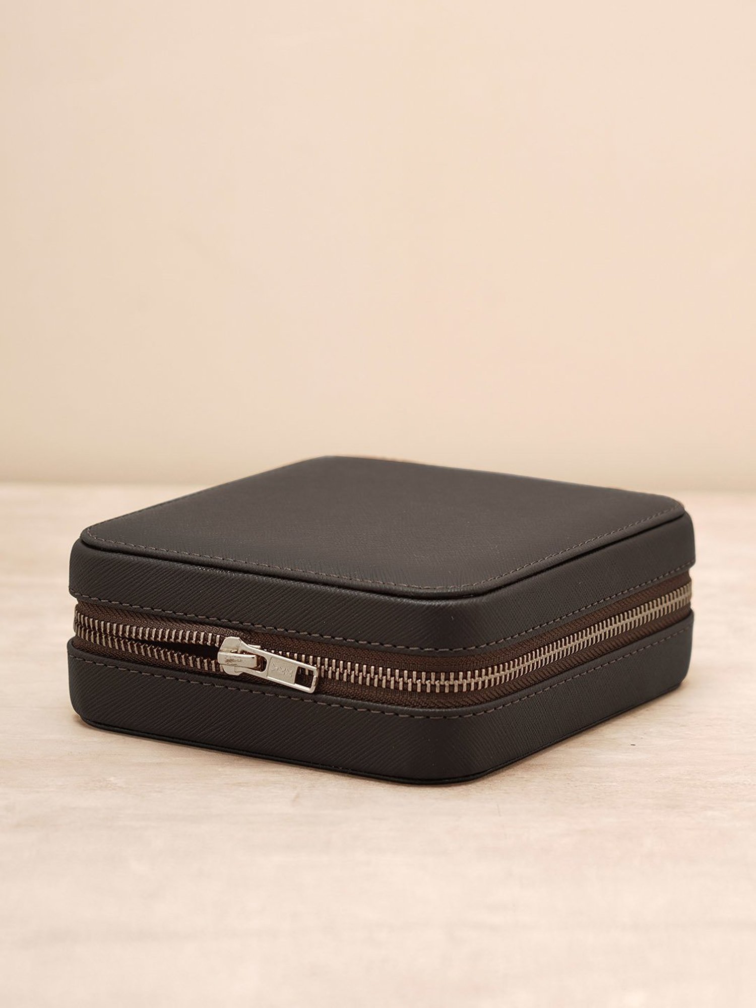 Pure Home and Living Brown Leather Solid Jewellery Organiser