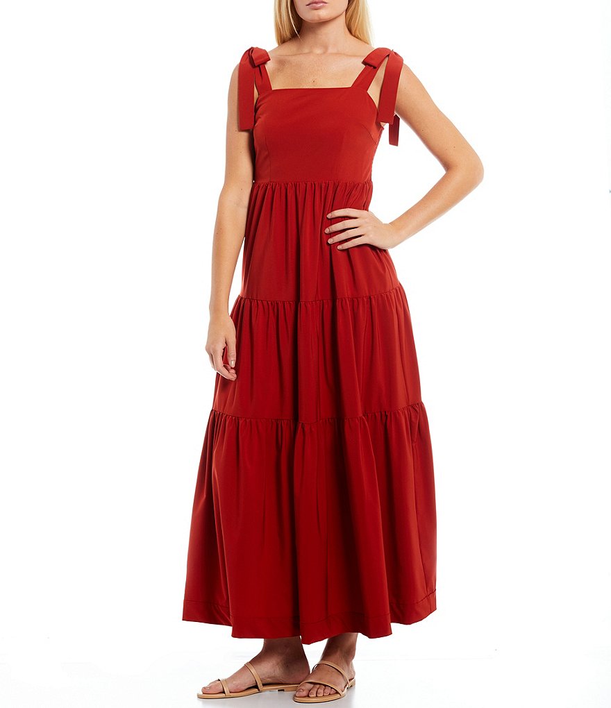 A Loves A Shoulder Strap Square Neck Maxi Dress
