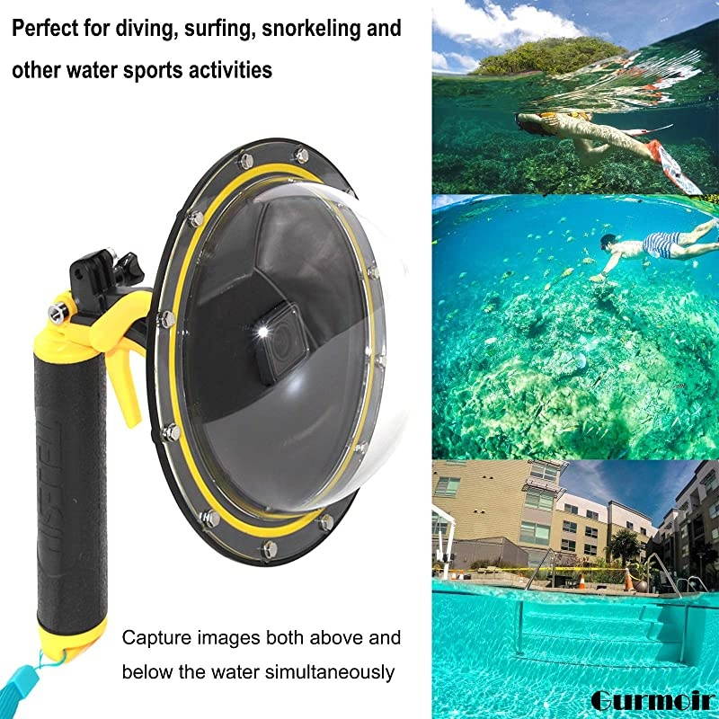 Telesin Dome Lens 6" Dome Port for Gopro Hero 8 Black Action Cameras Snorkeling Underwater Diving Dome with Waterproof Housing Case Trigger and Soft Rubber Floating