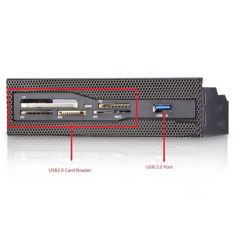 EnLabs U2CR525U3 5.25 inch PC Case Mesh Front panel All-in-1 Multifunction CF/XD/MS/M2/SD/TF Internal USB 2 .0 Card Reader USB Flash Memory w/ USB 3.0 Port