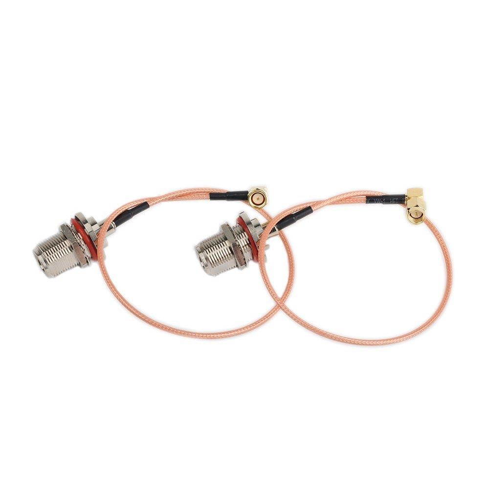 Eagles(TM)Bulkhead 2pcs 30cm/12inch/1ft RF Coaxial Coax Cable Assembly - SMA Male Right Angle to N Female Connector Adapter