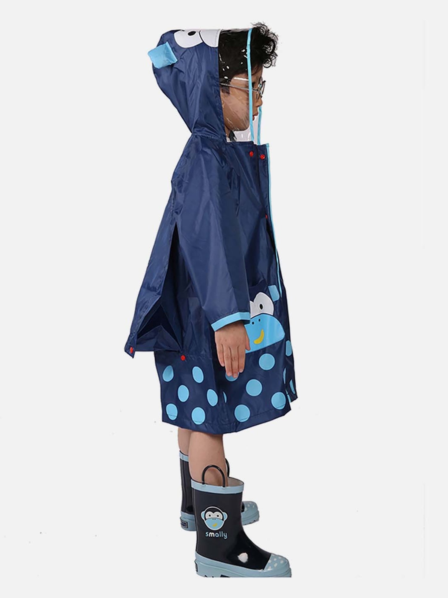 Little Surprise Box Kids Yellow Printed Full Sleeves Raincoat