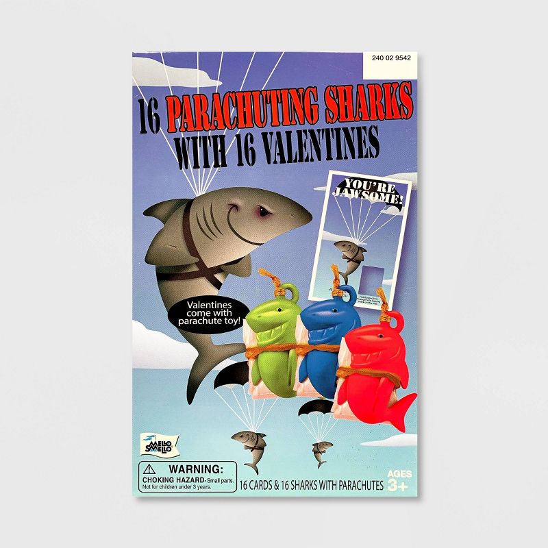 Mello Smello 16ct Parachuting Sharks with Valentines