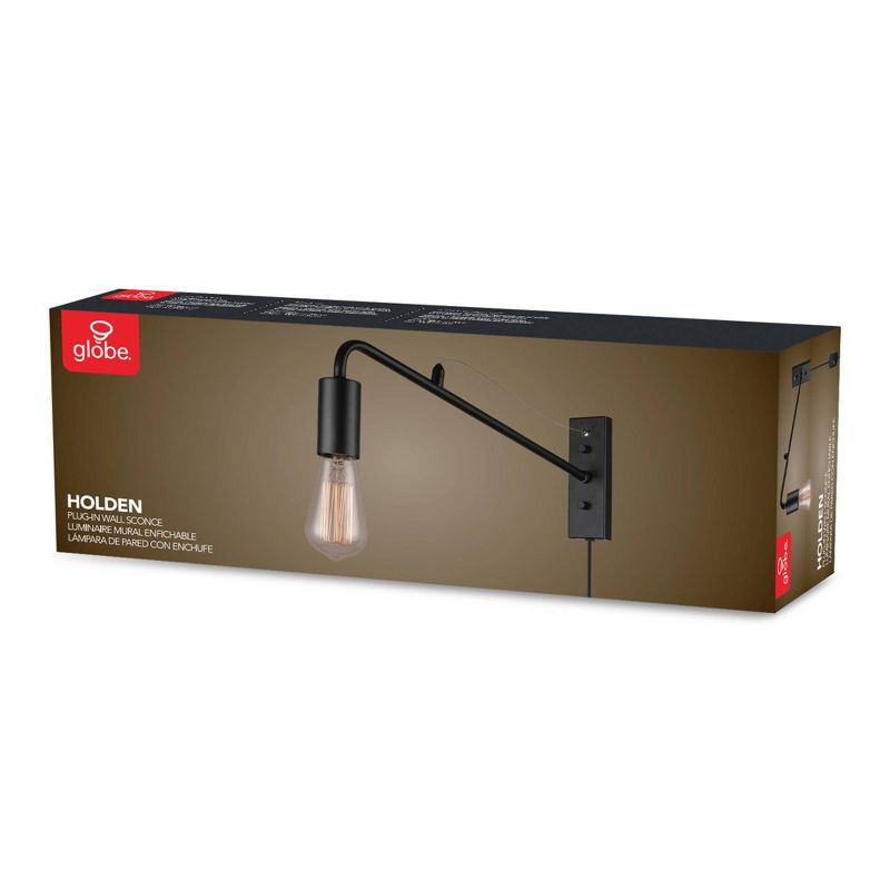 Holden Long Arm Wall Sconce Black - Globe Electric