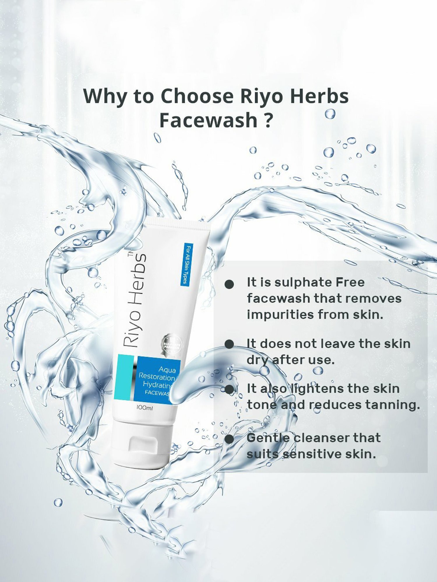 Riyo Herbs Aqua Restoration Hydrating Face Wash - 100 ml