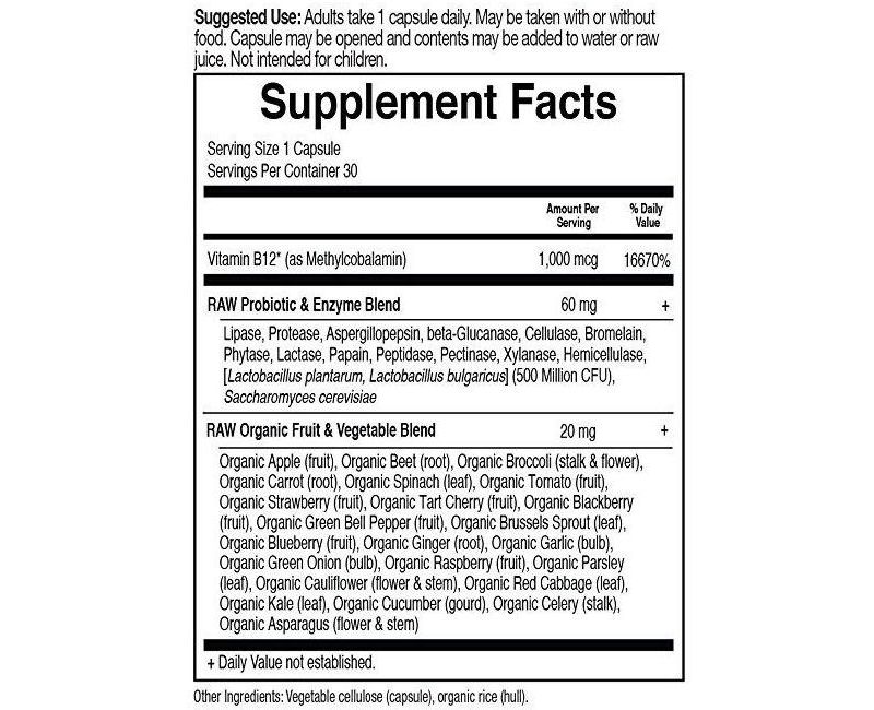 Garden of Life Vitamin B Vitamin Code Raw B-12 Capsule 30ct.