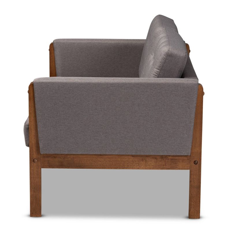 Lenne Upholstered Loveseat Gray/Walnut - Baxton Studio