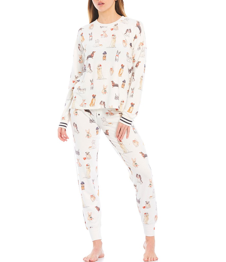 PJ Salvage Coffee & Canines Printed Jersey Knit Sleep Top