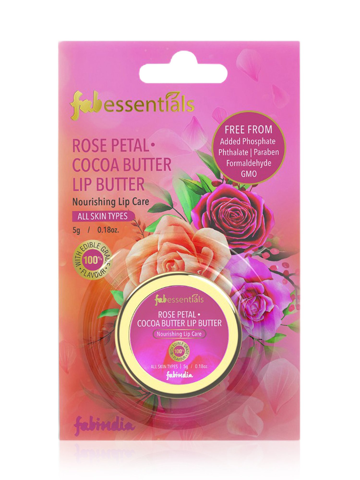 Fabessentials Rose Petal & Cocoa Butter Lip Butter - 5 gm