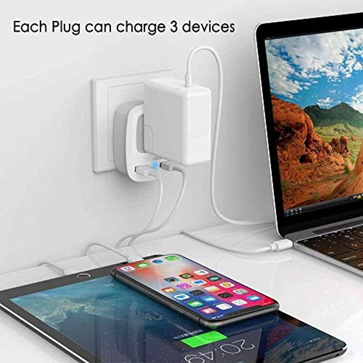 6Outlet + 2 USB 1050 Joule Surge Protector Power Strip with 25Ft Long Extension Cord White UL Listed