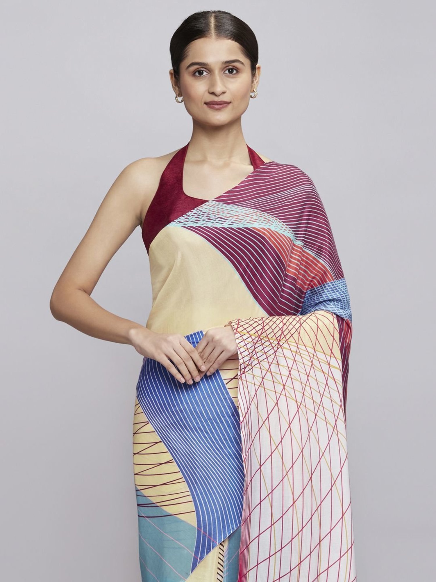 navyasa by liva Multi Printed Saree With Unstitched Blouse