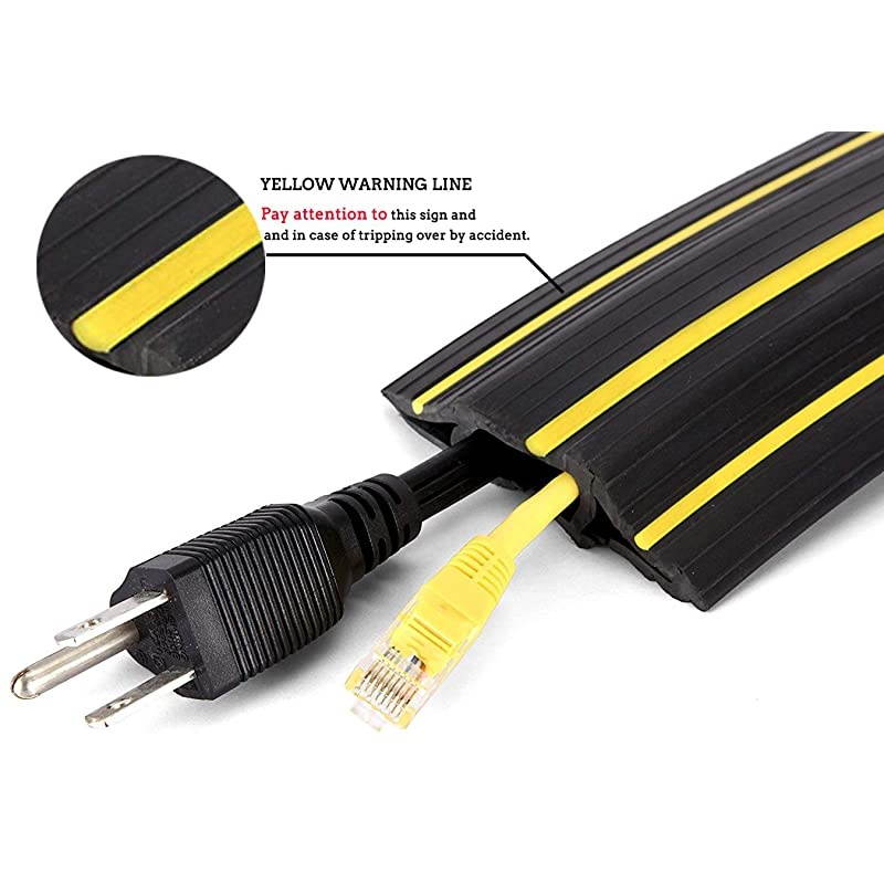 overfloor CordCable Protector 3 Cord Channels Fastening Wire Organizer Easy to Install Black