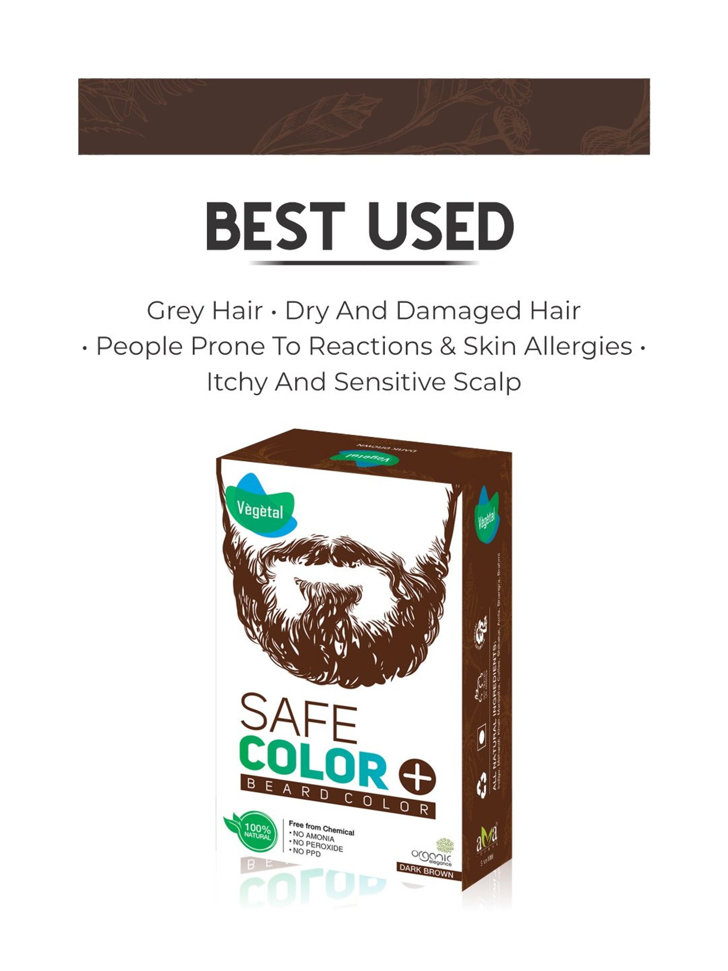 Vegetal Beard Safe Color Dark Brown - 25 gm
