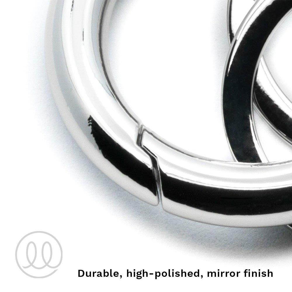 Lifelong Ring 100 Series, Carabiner, Keychain, Key Ring, Charm Chain, Charm Ring, with 2 Flat Style Key Rings (Silver)