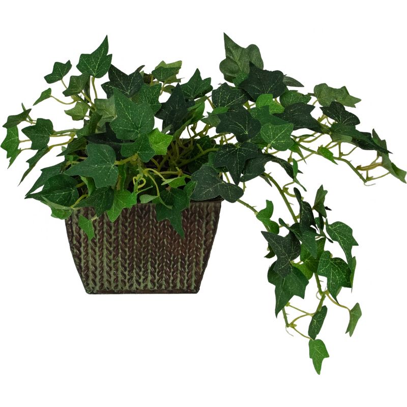 Napco 5&rdquo; Copper and Green Planter with an Embossed Geometric Pattern