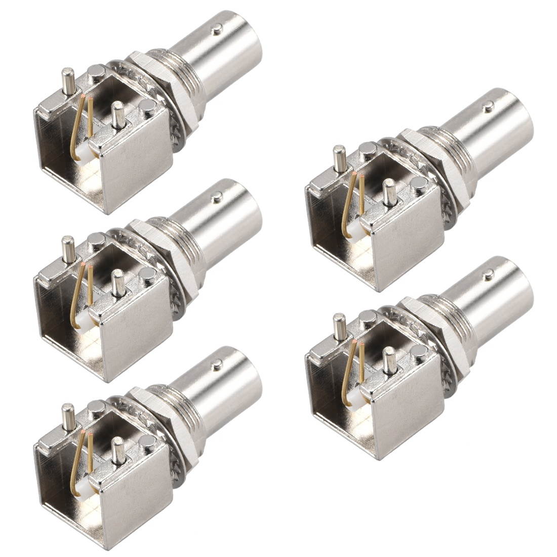 BNC Female PCB Coaxial Connectors Right Zinc Alloy Adapter 5pcs