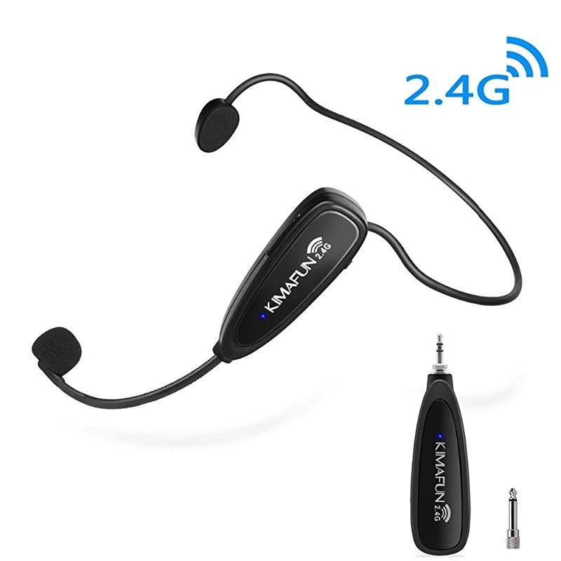 Wireless Microphone Headset  24G Wireless Microphone System Transmitter Receiver Headset and Handheld 2 in 1 for Voice Amplifier Recording Speaking Online Chatting G100