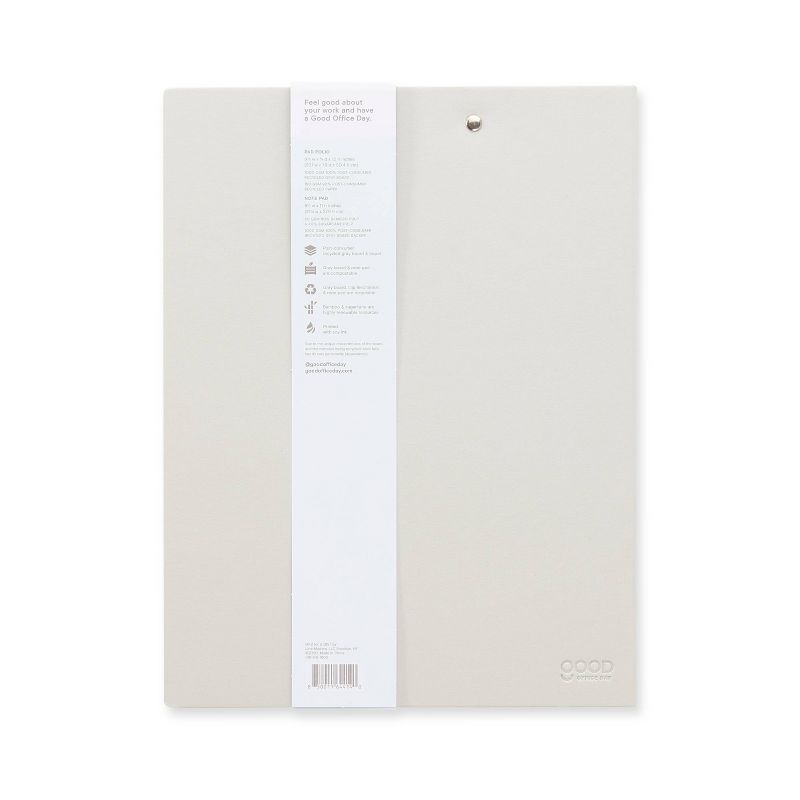 Pad Folio with Clip and Paper Pad Gray - Good Office Day