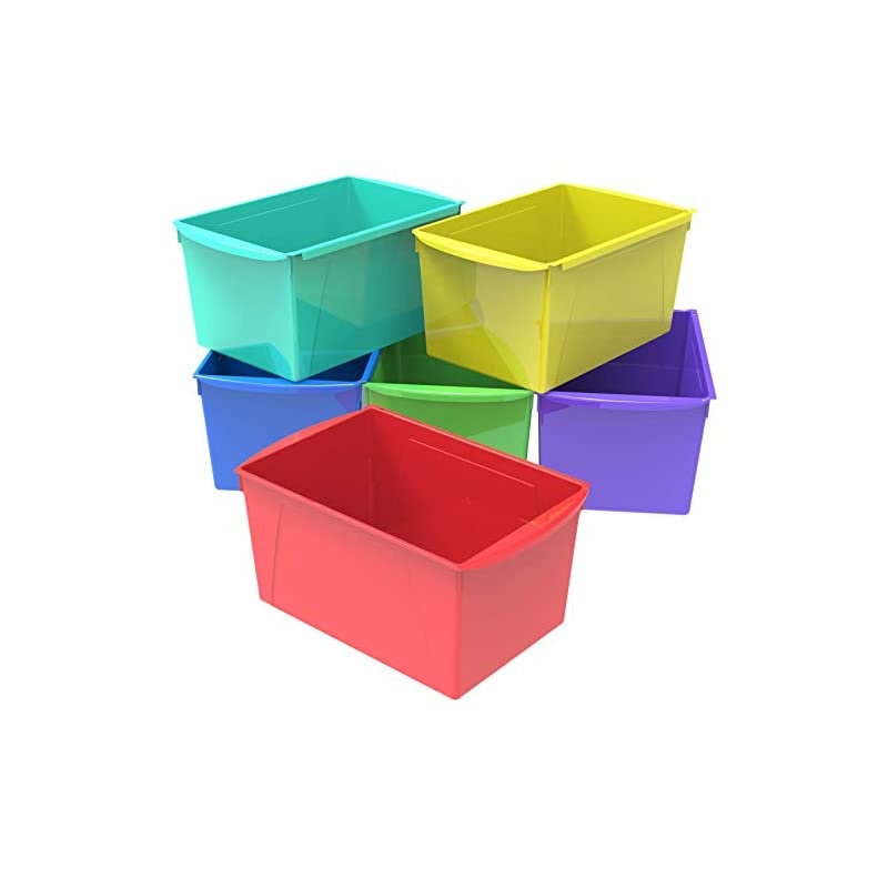 Extra Large Book Bin, 14.5 x 9.2 x 7 Inches, Assorted Colors, Case of 6 (71126E06C)