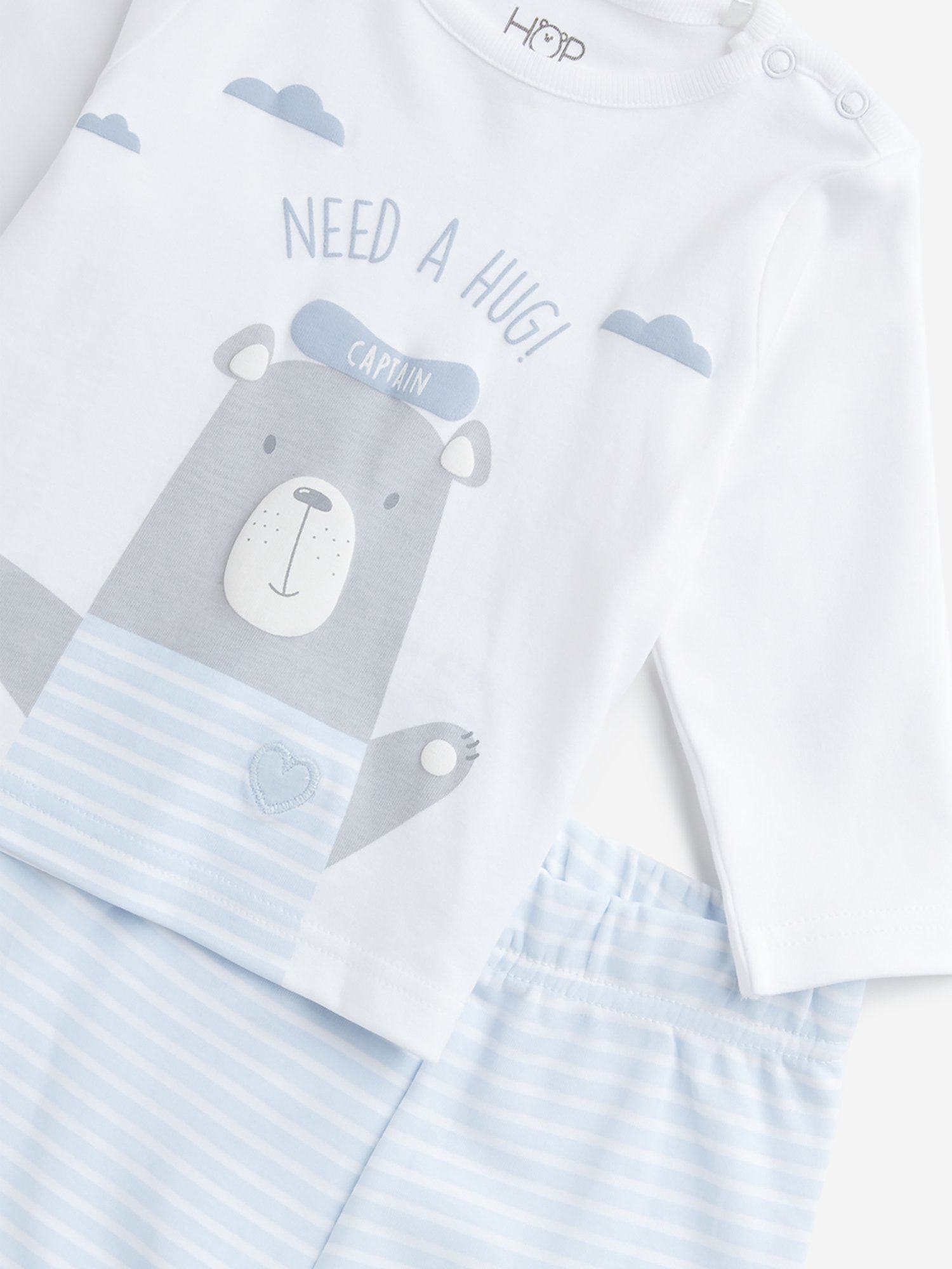 HOP Baby by Westside Light Blue Animal Print Cotton T-Shirt & Pants Set