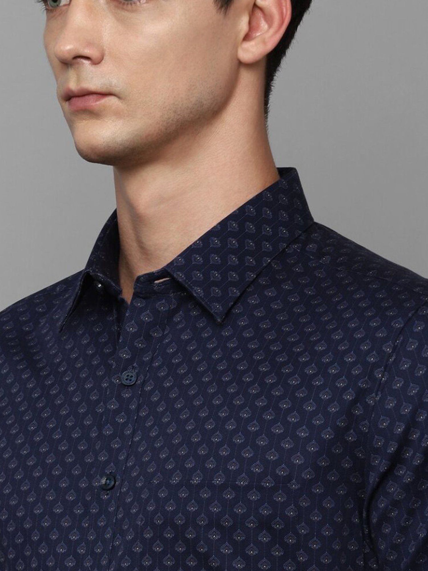 Sojanya Blue Cotton Regular Fit Self Pattern Shirt