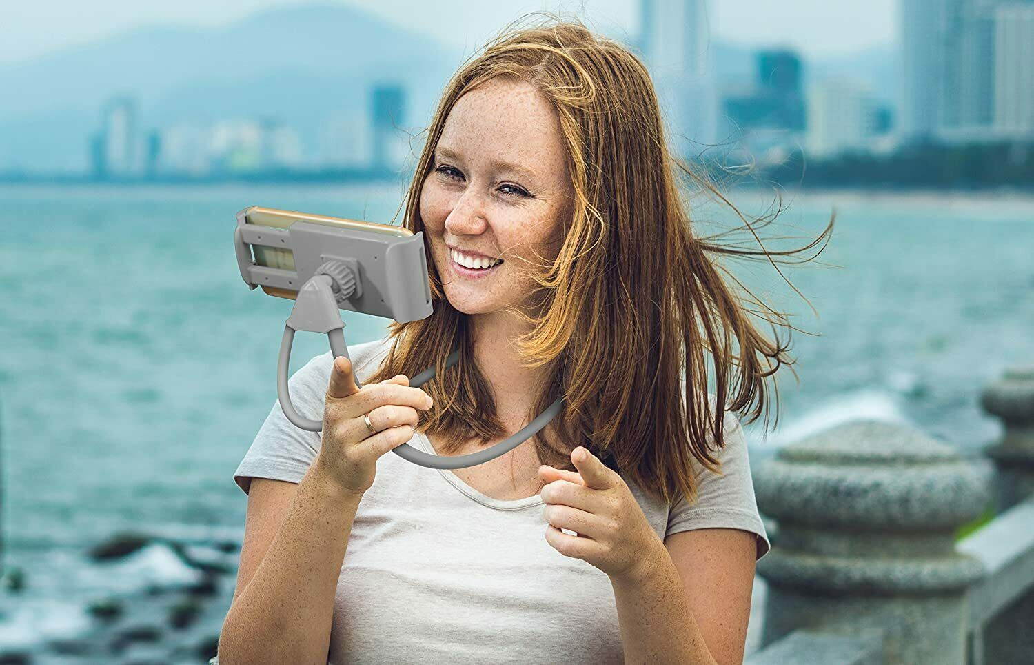 Aduro Lounger Cell Phone Mount Holder for Neck, Universal Smartphone Lazy Stand