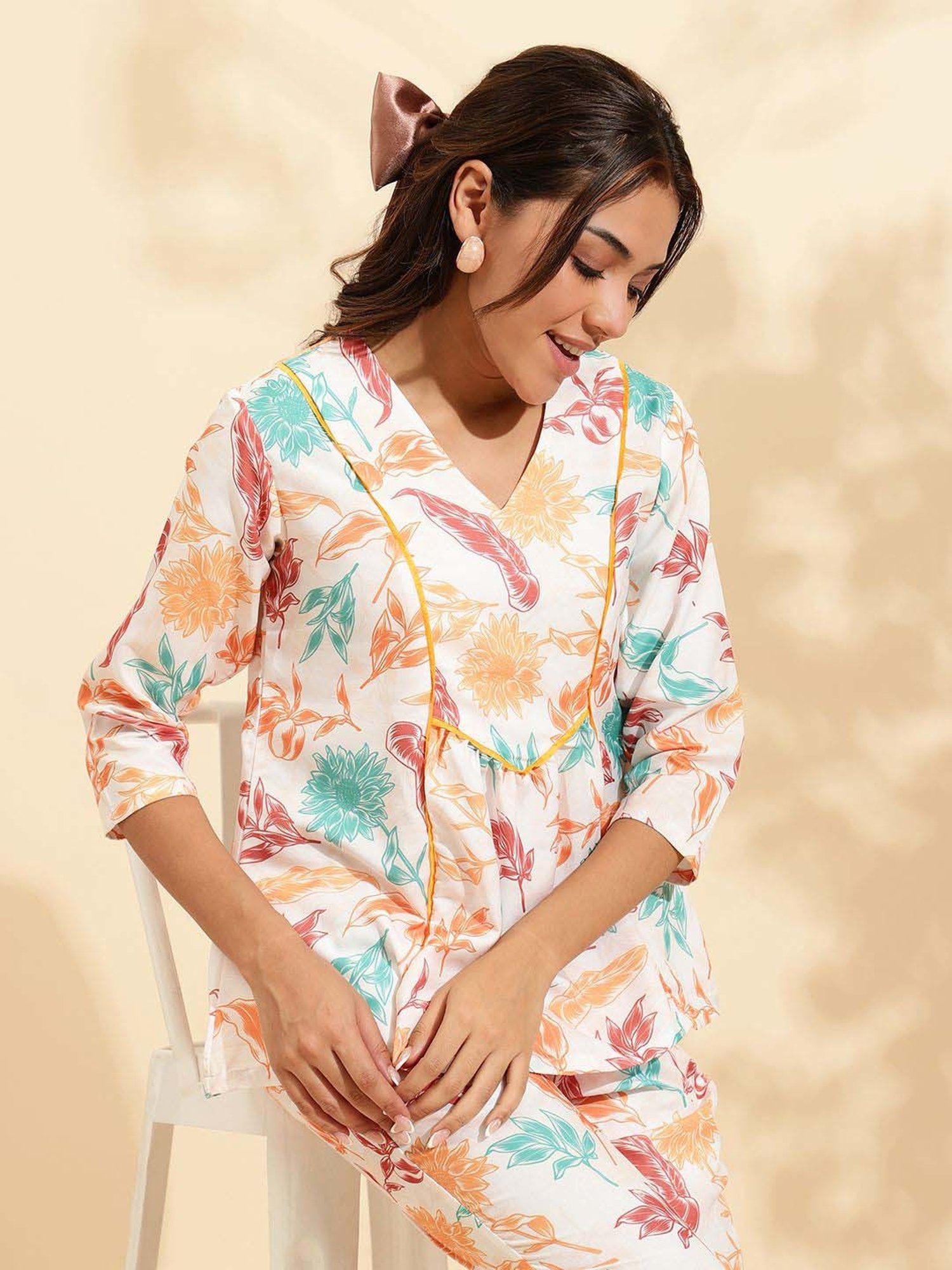 Sringam White Printed Co-Ord Sets