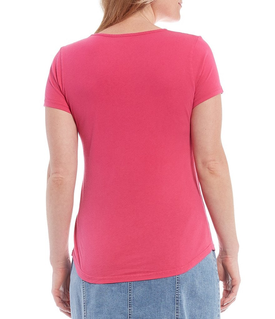 Reba Ariel Stone Embellished Cross Cotton Jersey Short Sleeve Tee