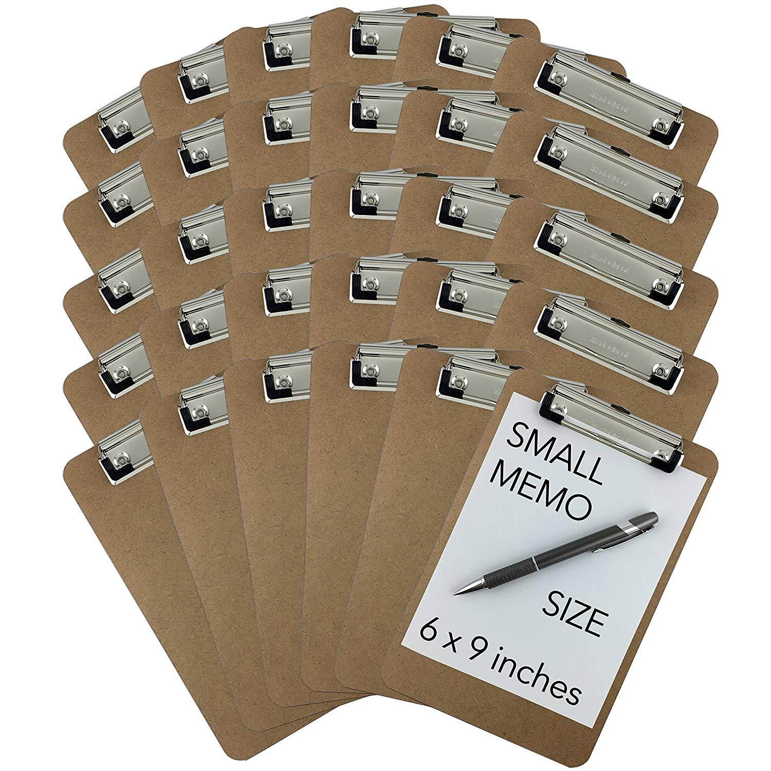 Trade Quest Memo Size 6'' x 9'' Clipboards Low Profile Clip Hardboard (Pack of 30) (Pen Not Included - For Scale Only)