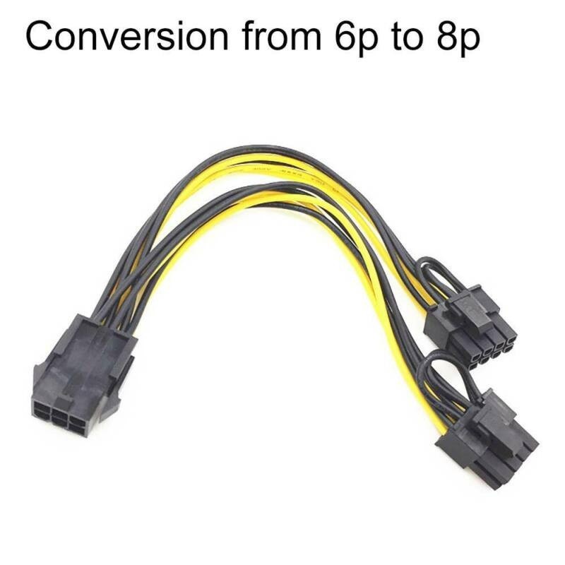6 Pin to Dual 8 Pin PCIe Adapter Power Cables, 6 Pin to Dual PCIe 8 Pin (6+2) Graphics Card PCI Express Power Adapter Y-Splitter Extension Video Card Converter Cable, 1PCS